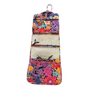Vera Bradley Floral Fiesta Pattern Tri-Fold Hanging Cosmetic Toiletry Travel Bag